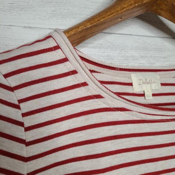 Anthropologie Red Celine Striped Top Size Medium - Picture 10 of 12